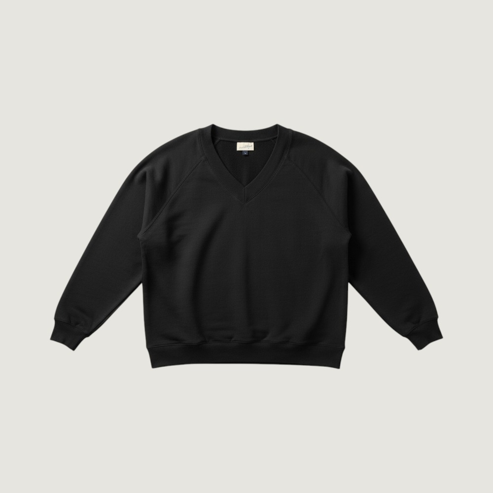 Universal Thread Black V-Neck Raglan Sleeve Cropped Sweatshirt Size L